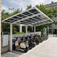 Abri de recharge pour vélos électriques en aluminium, station de recharge pour scooters, auvent |   Station de stationnement pour deux-roues destinée aux communautés résidentielles