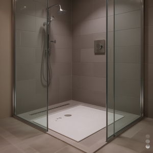 Plato de ducha rectangular de cerámica blanco mate 80 x 100 cm H3.6 con orificio de drenaje - Product Image 3