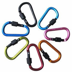 BT-A10 8CM Promotion 8mm Keychain Custom Aluminum 6061 Colorful D Shape Screw Keychain Snap HooK Aluminium Alloy Carabiner