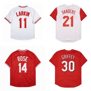 Maillots de baseball cousus pour hommes Barry Larkin Deion Sanders Deion Sanders Griffey Jr. Johnny Bench Chris <span class=keywords><strong>Sabo</strong></span> S-3XL - Product Image 1
