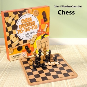 Wooden <strong>3</strong>-in-<strong>1</strong> Chess Board <strong>Set</strong> Double-Sided Carved Lines Chess Checkers Backgammon CE Certified Educational Kids' Strategy <strong>Game</strong> <strong>3</strong> - Product Image 5