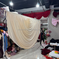 Rideau semi-circulaire en soie de lait sur mesure SMS pour scène, décoration de mariage, toile de fond ondulée pour événements