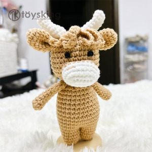 Hilo hecho a mano de punto <span class=keywords><strong>Bebe</strong></span> vaca ganado Amugurumi Safari animales para Recién Nacido Baby Shower regalos - Product Image 3