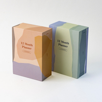 Ensemble de carnets de planification A5 personnalisés de 12 mois avec boîte, multiples motifs rayés pastel doux, idéal pour les notes, la planification, le journal quotidien