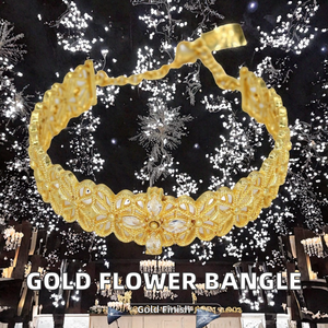 Fashion Jewelry Dubai Exquisite Charming <b>Fine</b> Classic Copper Gold Plated Flower Womens <b>Bangle</b> Gift - Product Image 2