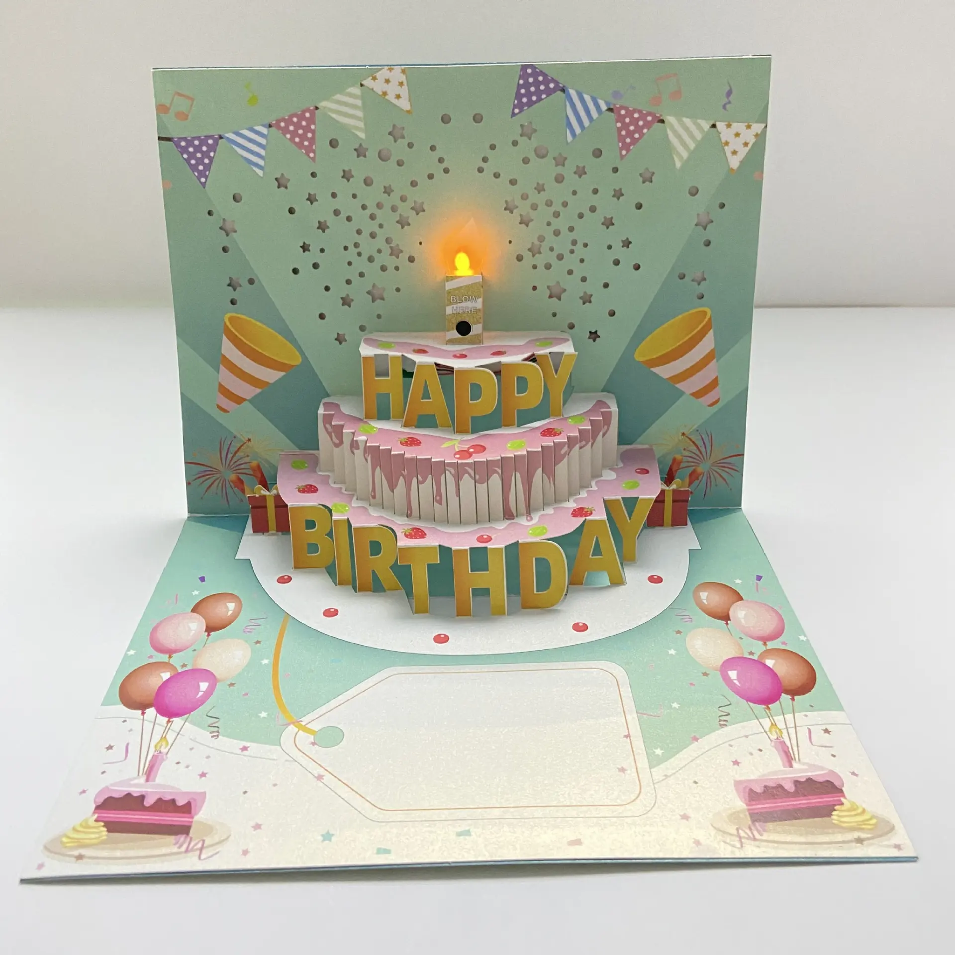 Firework Birthday Cards 3D Popup Birthday Cards with Light and Music Kids Birthday Invitation Cards