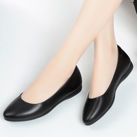 Sepatu Kerja Wanita Xuanhui New Trend Pointed Toe, Pumps Profesional, Flat 2cm Hak Rendah, Warna Hitam