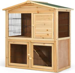 Doppeldecker Rabbit Hutch Wasserdichtes Dach Meers chweinchen Frettchen Käfig Rampe Outdoor Pet <span class=keywords><strong>House</strong></span> für Kleintiere Holzbau - Product Image 1
