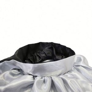 Gorro de Dormir de Seda Satinada con Logotipo Personalizado para Mujer, Gorro Reversible con Banda para Atar el Cabello Rizado - Product Image 3