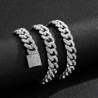 Chaîne cubaine Hip Hop Bling Bling de 13 mm plaquée or pour hommes et femmes, collier Miami