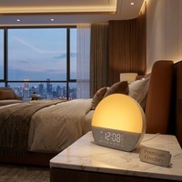 Réveil intelligent de table Festive Spirit avec lumière de réveil RGB, machine à bruit blanc pour le sommeil des bébés, station de bien-être et décoration