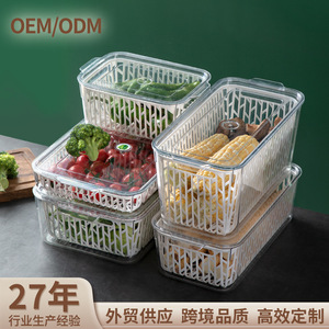 Fruit Storage <b>Box</b> Rectangle Transparent Plastic With Lid <b>Freezer</b> Safe Dust Proof Drawer Style Organizer - Product Image 2