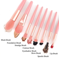 Ensemble de 8 pinceaux de maquillage de voyage miniatures de qualité supérieure, poils synthétiques doux, kit d'outils cosmétiques essentiels, logo personnalisé