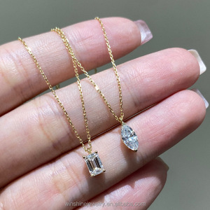 จี้เพชรโมอิสซาไนต์ทรงมาร์คีส์ 0.8 กะรัต ทองคำแท้ 18K AU750  แบบสั่งทำพิเศษ สีเหลือง/ขาว/โรสโกลด์ - Product Image 3