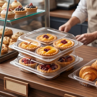 Boîte à dessert transparente en gros pour tiramisu, boîte carrée en plastique PS transparent, emballage pour gâteau, boîte d'emballage pour pâtisserie avec couvercle