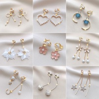 Boucles d'oreilles coréennes en alliage à pampilles, sans perçage, design de niche, style féerique haut de gamme, style forêt