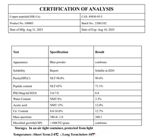 Kosmetisches Peptid GHK-Cu Kupfer GHK Cu Blaues Pulver Lösungsmittel-Extrakt Abgefüllt in Flasche, Dose oder Fass - Product Image 5