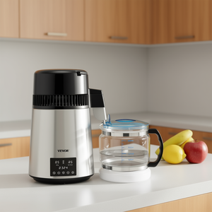 Destilador de Agua Vevor de 750W, Acero Inoxidable, 1.1 Galones, de Sobremesa, con Pantalla de Temperatura Dual y Jarra de Vidrio - Product Image 2