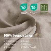Parure de draps 100 % lin Queen 4 pièces en lin français délavé (1 drap plat, 1 drap-housse, 2 taies d'oreiller)