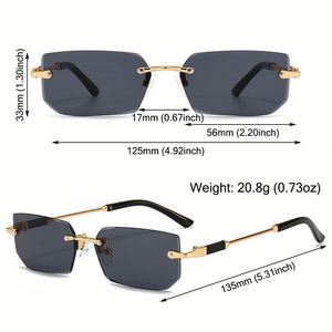 Lunettes de soleil sans monture avec logo personnalisé, protection UV400, accessoire de mode, lunettes de soleil Y2K, lunettes rectangulaires sans monture pour femmes et hommes - Product Image 3
