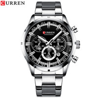 Montre CURREN 8355 de luxe à mouvement quartz, 40 mm, en acier inoxydable, multifonctionnelle, mode décontractée pour homme