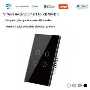<span class=keywords><strong>Interrupteur</strong></span> tactile intelligent <span class=keywords><strong>4</strong></span> voies WiFi Direct 2,<span class=keywords><strong>4</strong></span> GHz, câble neutre US, pas de passerelle requise, contrôle vocal de l'éclairage via l'application Tuya - Product Image 2