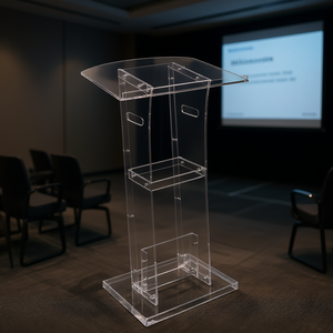 Podio de acrílico transparente de 43 pulgadas con estante de almacenamiento para presentaciones en el escritorio de oficina - Product Image 2