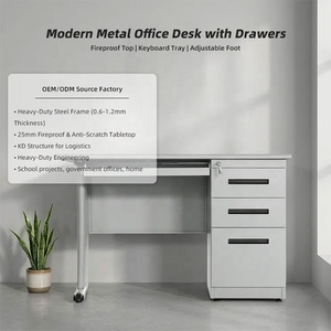 Table de bureau mesure mobilier de bureau commercial 3 tiroirs avec 1 porte métal acier bureau Table Design - Product Image 2
