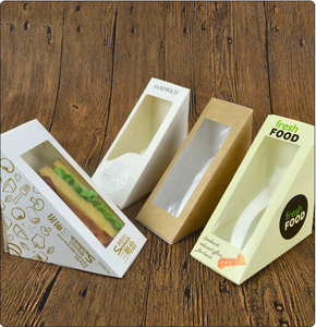 Sandwich verticale da asporto da forno a triangolo con finestra trasparente Bento Food Paper Box Packaging - Product Image 2