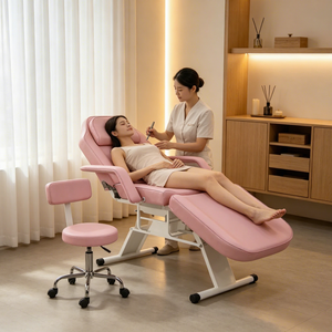 Fauteuil <span class=keywords><strong>de</strong></span> beauté facial inclinable rose en PVC, <span class=keywords><strong>table</strong></span> <span class=keywords><strong>de</strong></span> massage hydraulique, <span class=keywords><strong>lit</strong></span> <span class=keywords><strong>de</strong></span> spa à hauteur réglable, avec roulettes pour technicien, idéal pour les traitements - Product Image 6