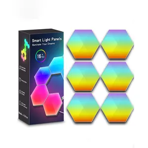 Lumières d'humeur de bricolage télécommande magnétique panneaux muraux intelligents de maison tactiles jeux RVB hexagone lumières LED de nuit pour mur