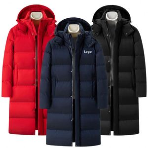 Veste d'hiver matelassée longue à capuche pour homme, coupe-vent, avec logo personnalisé, pour le ski et la montagne - Product Image 1