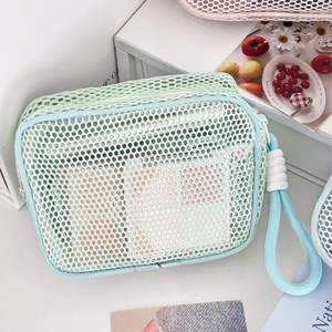 Pochette de Maquillage Portable en Maille de Polyester Respirante pour Femme – Sac de Rangement Mignon à Fermeture Éclair pour Voyage et Organisation (Petit Format) - Product Image 1