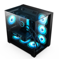 Hot Sale Black RGB Micro-ATX/ITX Gaming Case 3-Sided Tempered Glass ATX PCs Computer Tower for Gaming Used Status BLK