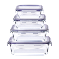 Ensemble de récipients de conservation alimentaire en verre supérieur, en verre borosilicate, pour la préparation des repas, avec couvercle
