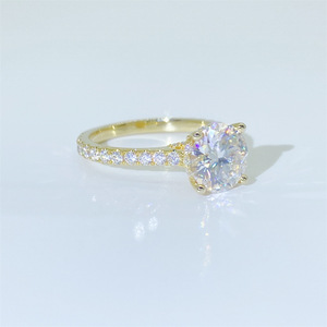 Anel de prata esterlina 925 de joia fina, anéis de casamento e noivado de 8mm, cortado redondo de diamante, cor d, anel de moissanite - Product Image 3