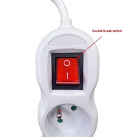 Multiprise à 3 prises avec interrupteur, norme européenne 16A AC250V, sécurité enfant CE, ABS, 1,5 m, usage domestique et commercial