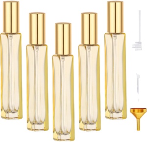 Nouveau design – Flacon de parfum en verre vaporisateur 3ml-10ml, atomiseur doré transparent carré portable rechargeable avec bouchon à vis - Product Image 1
