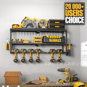 Power Tool Rack Storage <b>Shelf</b> <b>Wall</b> <b>Mounted</b> 3 Tier Heavy Duty Metal With Battery Holders For Garage Organization - Product Image 1