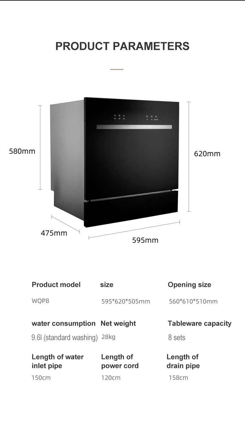 Commercial Dishwasher Large built-in Freestanding Intelligent Dish-washing Machine Drawer Automatic Disinfection Dishwasher