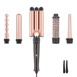 Fer à coiffer 5-en-1 en céramique avec chauffage PTC, affichage LED de la température, fer à friser à 3 barils, fer à onduler 2-en-1, lisseur et boucleur - Product Image 1