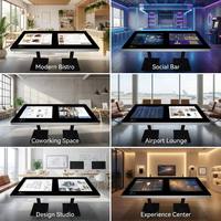 Table tactile interactive à double écran AWSTOUCH de 22 pouces, multi-usages pour les salons de thé et les cafés