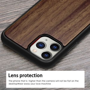 Funda trasera para teléfono móvil <span class=keywords><strong>iPhone</strong></span> 14 <span class=keywords><strong>13</strong></span> 12 11 Pro Max <span class=keywords><strong>Mini</strong></span> XS <span class=keywords><strong>XR</strong></span>, de madera de bambú Natural, en blanco, TPU - Product Image 4