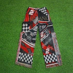 Новые осенние 2023 на заказ брюки-гобелены больших размеров, расклешенные мужские брюки-карго, оптовая продажа, тканые одеяла с бахромой, мужские мешковатые брюки - Product Image 3