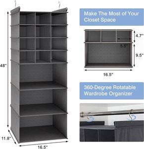 Extra-<b>large</b> Non-woven Multi-compartment <b>Wardrobe</b> Hanging Bag for Fabric and Clothing Storage - Product Image 3