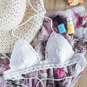 ชุดบิกินี่โครเชต์ทำมือ 2 ชิ้น ผ้าไนลอนตาข่ายแบบ OEM สั่งทำได้ ชุดว่ายน้ำเซ็กซี่สำหรับผู้หญิง ประดับด้วยคริสตัล ชุดบิกินี่โครเชต์ทำมือ - Product Image 2