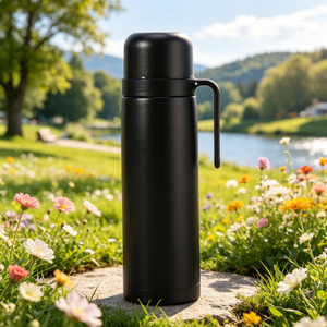 Botella de Agua Aislada al Vacío de Acero Inoxidable de 900 ml con Asa y Tapa para Bebidas Frías y Calientes - Product Image 2