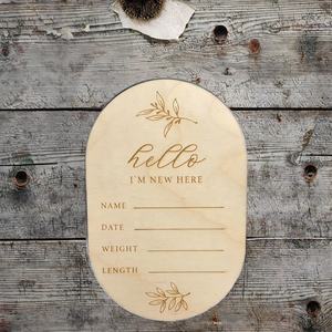 Ovale in <span class=keywords><strong>legno</strong></span> <span class=keywords><strong>sono</strong></span> nuovo qui cartello neonato per annuncio nascita lettere incise modello decorazione per la casa arte arte Souvenir Card - Product Image 2