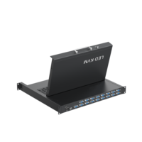 Conmutador KVM LED VGA Todo en Uno de 15.6 Pulgadas y 16 Puertos, Conmutador KVM LED Compacto de Alta Definición de 16 Puertos
