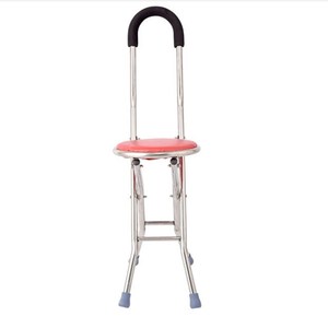 Four <b>Legged</b> Cane <b>Stool</b> Folding Stainless Steel Seat Walking Stick Assistive Device - Product Image 1